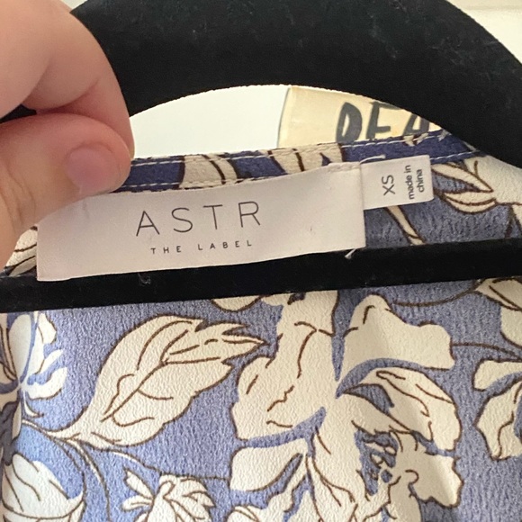 ASTR | Blue Floral Long Sleeve Ruffle Wrap Front Top - Picture 11 of 12